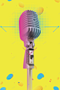 黄色创意话筒演讲比赛海报背景 辩论赛 背景 设计图片 免费下载 页面网页 平面电商 创意素材