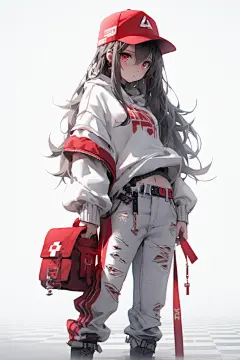 二次元冷酷鸭舌帽女生图片插画