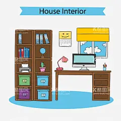 书房    - 源文件下载【酷图网】书房,家居,客厅,手绘客厅,沙发,家具,台灯,手绘家居,手绘家具,家具矢量图,