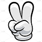 这是和平的象征。手势V表示胜利或和平，卡通人物的手，应用程序、网站、t恤等的矢量图标，