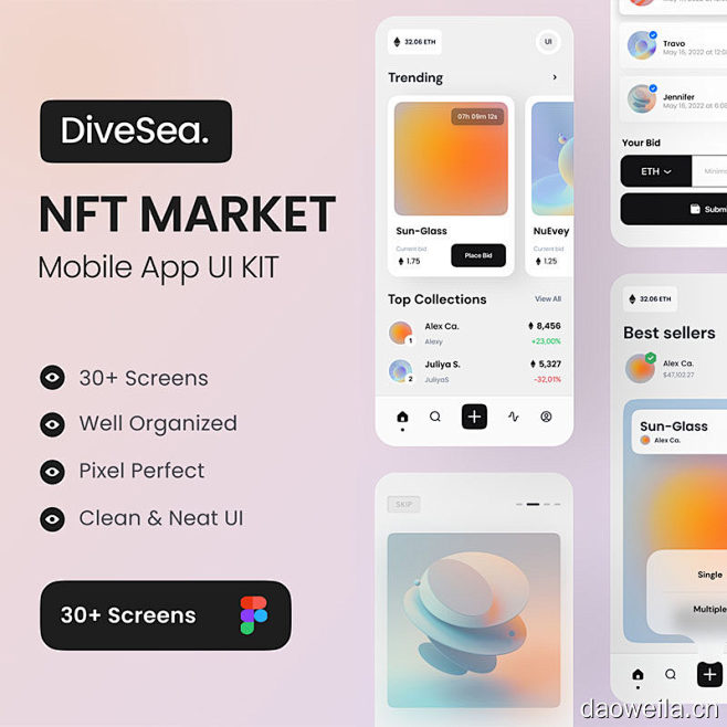 30屏高质量NFT交易平台UI设计套件 ...