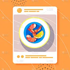 鲜虾配柠檬的开胃照片在智能手机屏幕上食物博客社交媒体博客发布食物猎人评论
