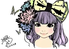 巫蛊娃  的插画 妹纸 蝴蝶 花