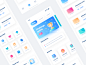 Finance App Design Project ux ui pay llustration interface icon graphics finance data dashboard colorful clean chart card blue banner bank app