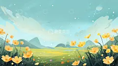 黄色小雏菊鲜花插画背景高清模板免费下载-趣麦麦图