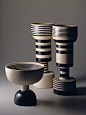 Ettore Sottsass: three ceramic vases, 1982 for Sestante (reedition of vases designed by Sottsass in the 1950’s) © Aldo Ballo + Marirosa Toscani Ballo, Milano 1982