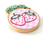 Strawberry Gingham Embroidery Hoop Art