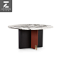 设计师款岩板餐桌家用大小户型现代简约轻奢网红圆形吃饭桌子北欧-淘宝网