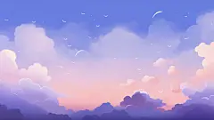 水彩插画治愈唯美天空插画云海梦幻温暖唯美桌面壁纸