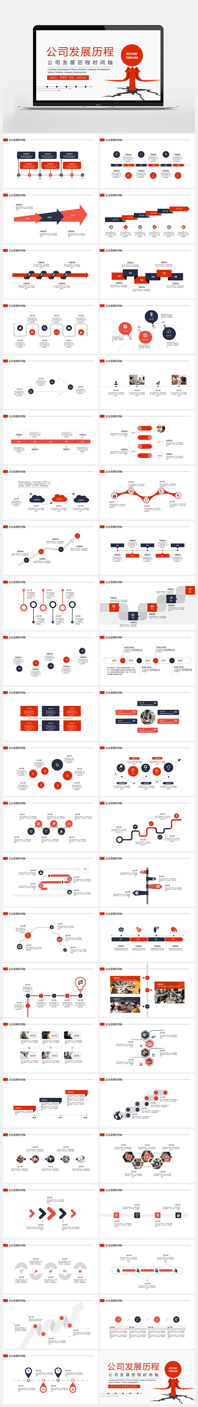 公司发展历程时间轴PPT