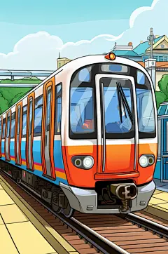 AI数字艺术春运旅客出行高铁站台插画