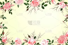 有玫瑰、水彩画的贺卡可用作婚宴、生日等节日和夏季背景的请柬。矢量说明.