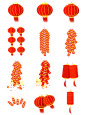 红色喜庆装饰简约节日过年灯笼鞭炮组合元素