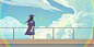 唯美清新手绘高考毕业季女孩学士服背影天台风景原创插画素材