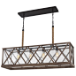 Feiss Lighting Lumiere Dark Weathered Oak / Oil Rubbed Bronze Island Light with Rectangle Shade at Destination Lighting