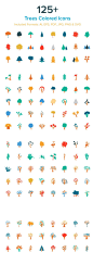 125+ 彩色树图标 125+ Trees Colored Icons 