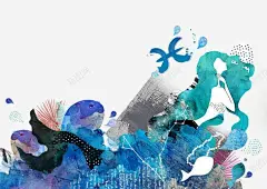 手绘双鱼座星座图 创意素材