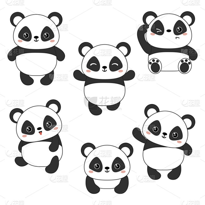 熊猫,分离着色,可爱的,白色,亚洲,动物...