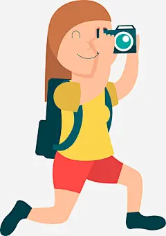卡通手绘出游拍照人物插画_新图网 https://ixintu.com 旅游 旅行 人物 旅游人物 手绘旅行人物 行李 出游 拍照