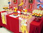 Curious George party (I love the circus-ish stripes!)