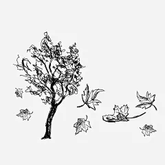 飘落的枯叶线稿图 创意素材
