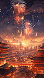 aidot23001_beautiful_fireworks_red-crowned_cranemountaina_Tiana_0a094445-92d3-48dc-a199-85f03229dd83