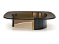 Square glass coffee table for living room BANGLE | Square coffee table by Minotti