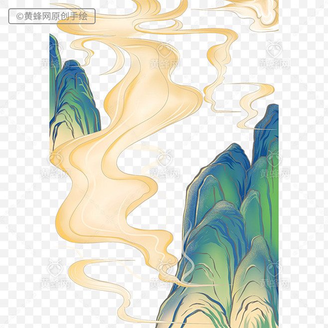 国潮山峰,国风山峰,手绘山峰,国潮,国风...