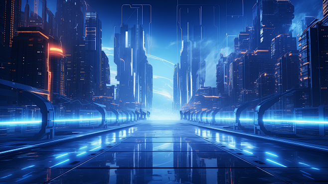蓝色科技建筑背景