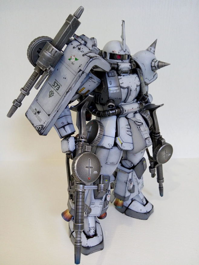 MG 扎古MS-06R-1A 白狼，小改，旧化。_看图_高达模型吧_百度贴吧