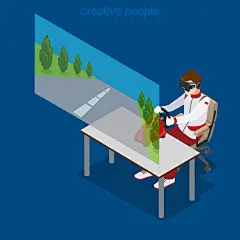 扁平矢量创意素材-赛车游戏图片素材