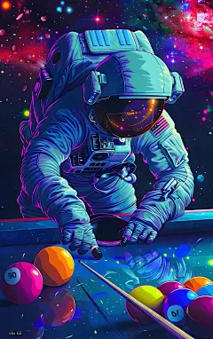 一组超酷炫彩太空宇航员系列台球壁画广告。_9_壁画魔法师_来自小红书网页版 (1)