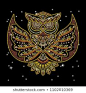 水钻贴花，用于T恤热固定转印，猫头鹰图案设计图形。
