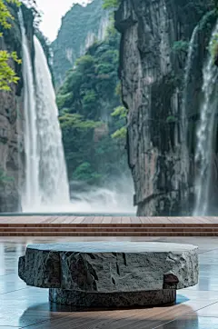 AI数字艺术中式禅意电商展台背景图-众图网