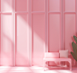 flat design image of a pink wall, in the style of opaque resin panels, sung kim, matte photo, traditional craftsmanship, playful use of light and shadow, contemporary glass, 8k 3d