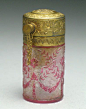 French Cameo Glass Boudoir Traveling Perfume Atomizer