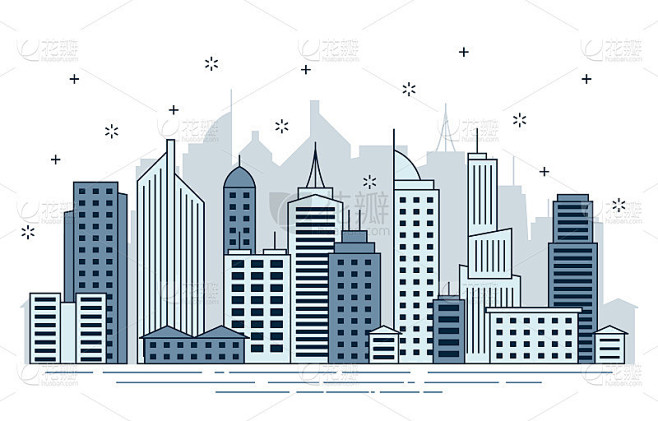天城市城市建筑城市景观景观线插图