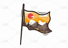 彩色插图的山图形
