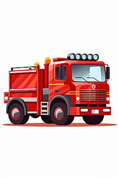 消防宣传消防车消防安全卡通插画