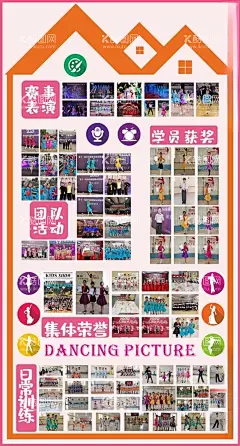 舞蹈培训中心海报  - 源文件下载【酷图网】舞蹈培训中心,海报,文化墙,展板,荣誉榜,照片墙,团队照,学员风采,生活照
