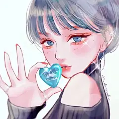 画师「kakimaku」作品欣赏：妆容精致的蓝发女孩人物插画