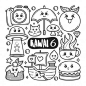 Set of happy kawaii food, illustration | Free Vector