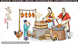 传统扒鸡插画