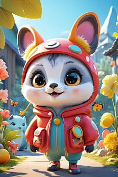设计猫咪可爱甜心小动物模型图片