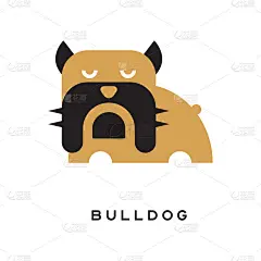 平面矢量插图的牛头犬皱纹的脸