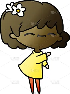 可爱的,山,可爱,女孩,动画片,艺术品,矢量,图像,乱画,绘制