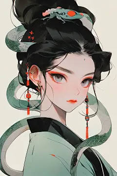 蛇女古风女生壁纸头像AI绘画
