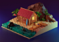 3D blender Island Low Poly Isometric lowpoly Miniature modeling beach Diorama