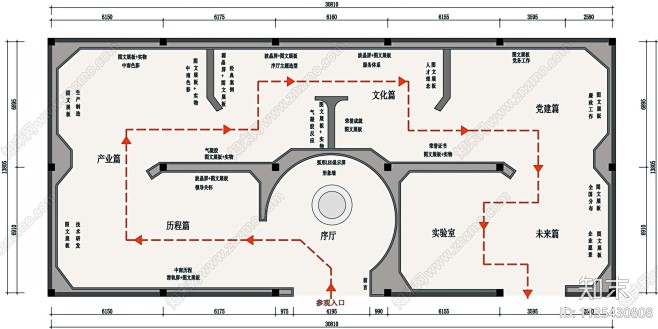 企业文化展厅平面图施工图下载【ID:11...