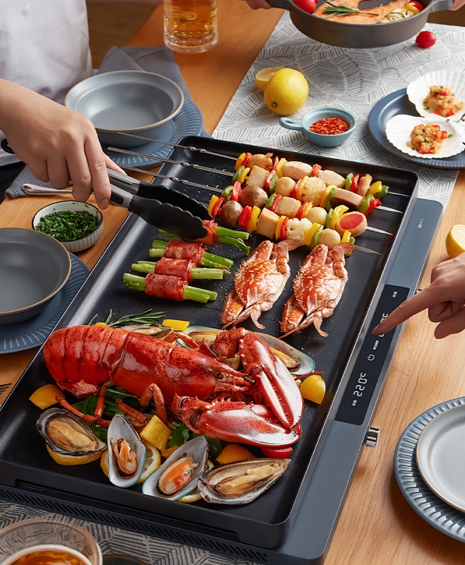 美的电烤盘烤肉盘韩式家用室内无烟不粘锅多功能涮烤一体机烧烤炉-tmall.com天猫-花瓣网
